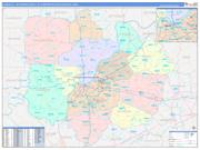 Louisville-Jefferson County Metro Area Wall Map Color Cast Style 2022